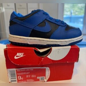 Nike Kids Dunk Low Black and Blue Sneakers